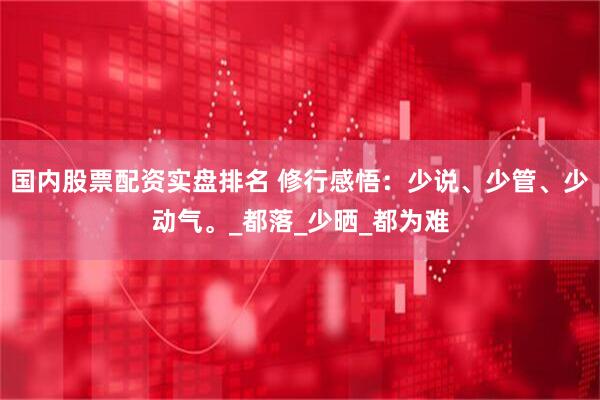 国内股票配资实盘排名 修行感悟：少说、少管、少动气。_都落_少晒_都为难